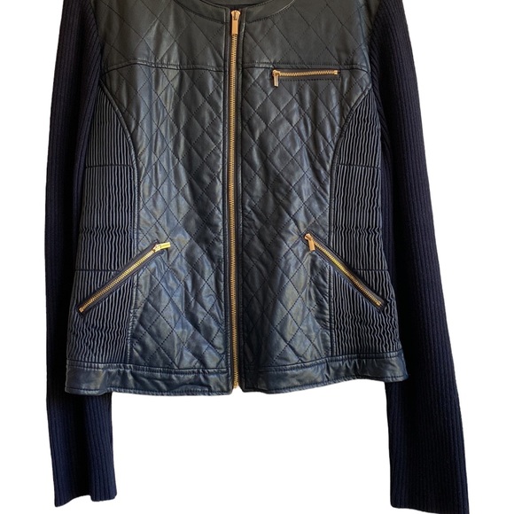 Cache faux leather front Moto jacket with gold colored zippers. Size XL - Picture 15 of 15